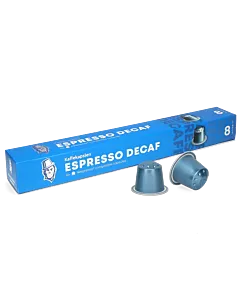 Kaffekapslen Espresso Decaf Premium package and pod for Nespresso
